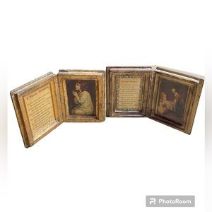 Italian Florentine wood gold gilt folding books.